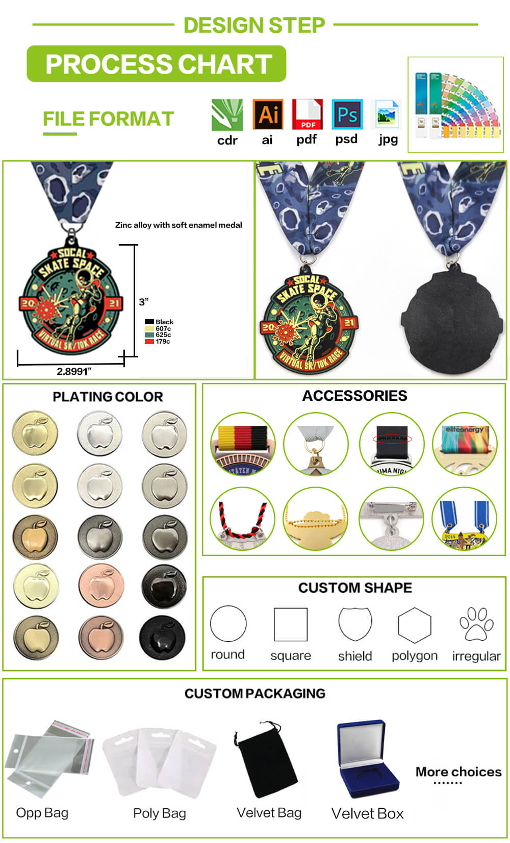 Rotary gear zinc alloy medal