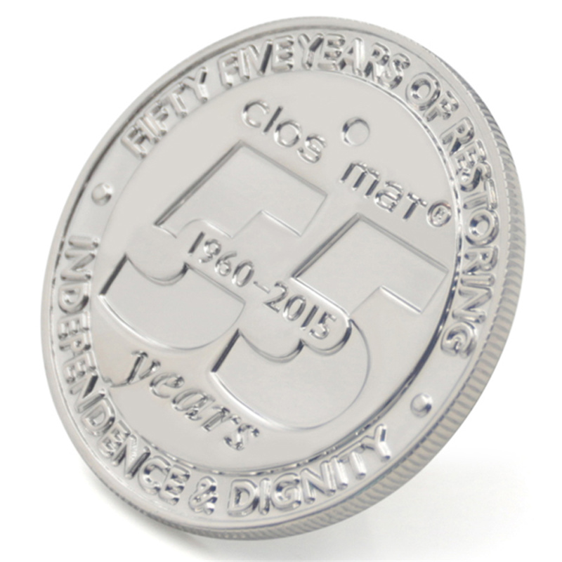 メーカー カスタム記念日の光沢のあるシルバーのお土産コイン