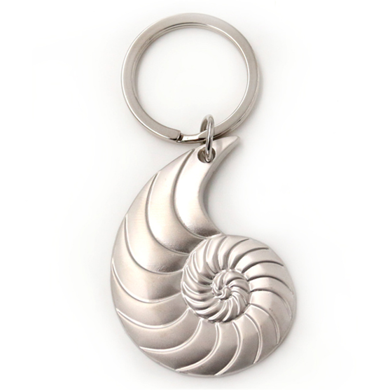 Conch shape metal keychain