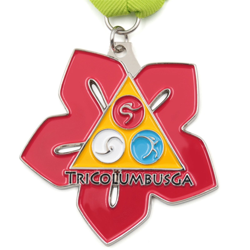 Enamel triathlon sports medal